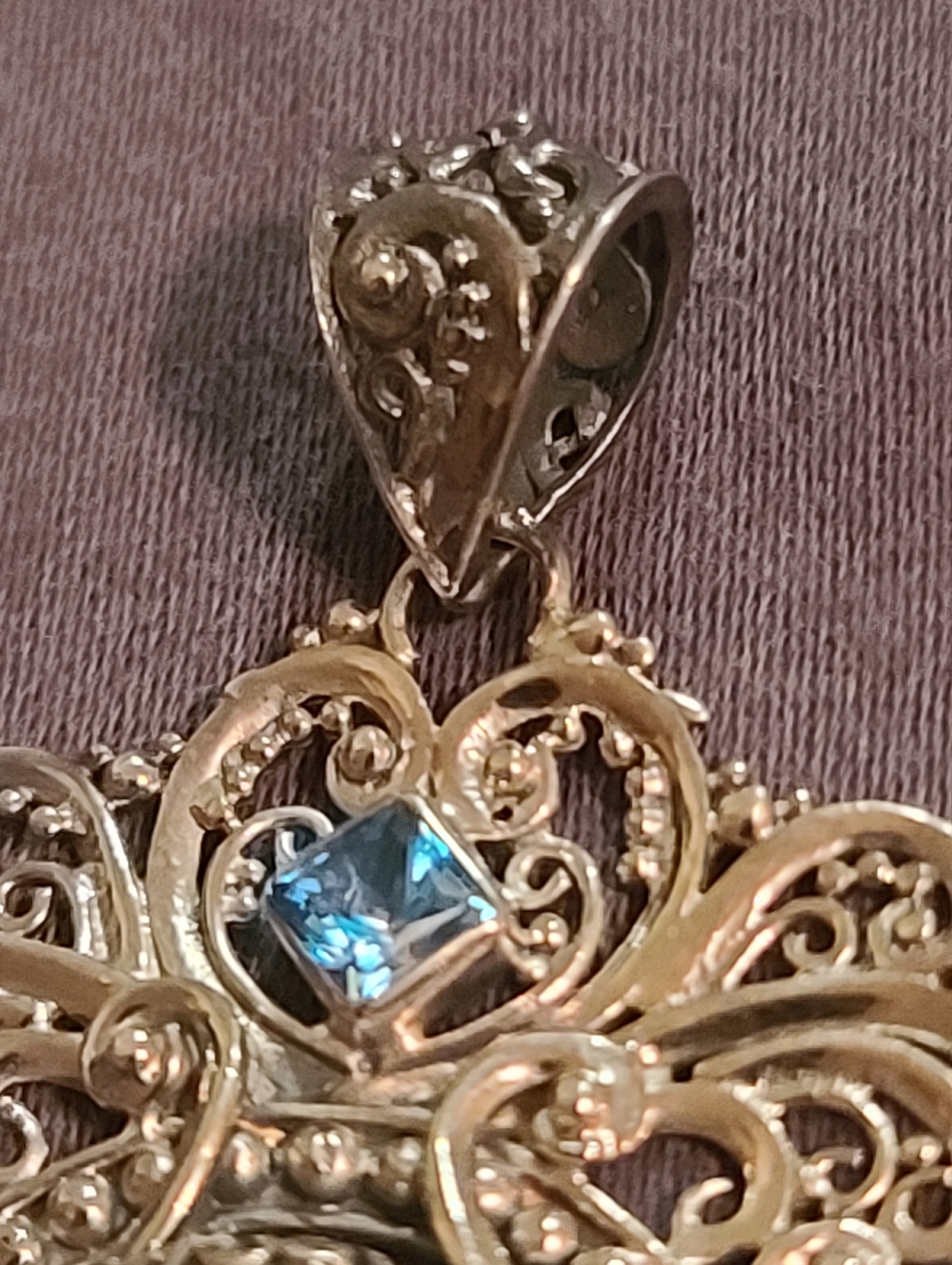 Beautiful Ornate Indonesian Carved Moon Face Multi Gem Pendant 925 Stamped Siver - Picture 5 of 14